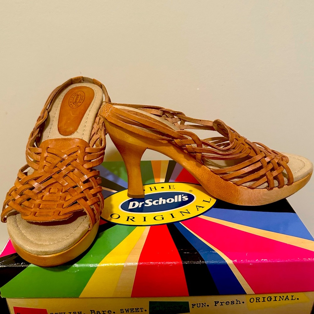 Dr Scholls leather sling back clogs